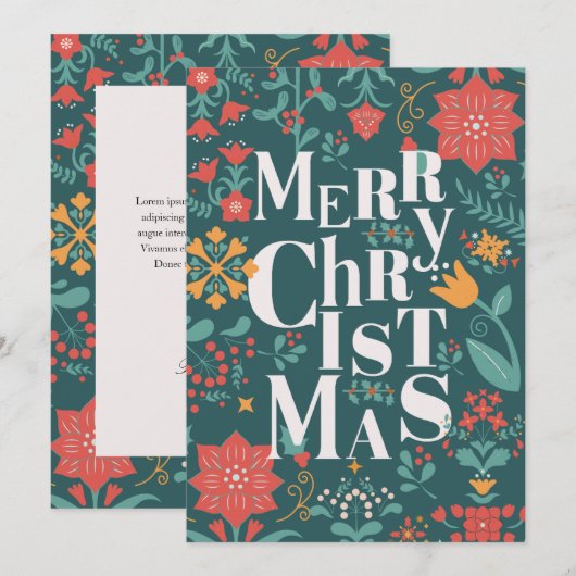 Groen en Rood Stijlvol Vrolijk Kerstfeest Feestdagenkaart (Voorkant / Achterkant)