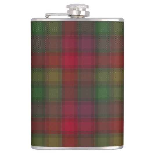 Groen en rood, tartan heupfles (Voorkant)