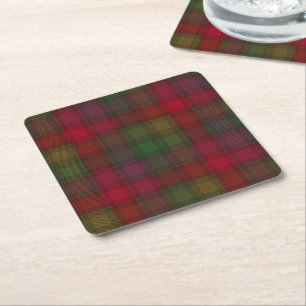 Groen en rood, tartan kartonnen onderzetters