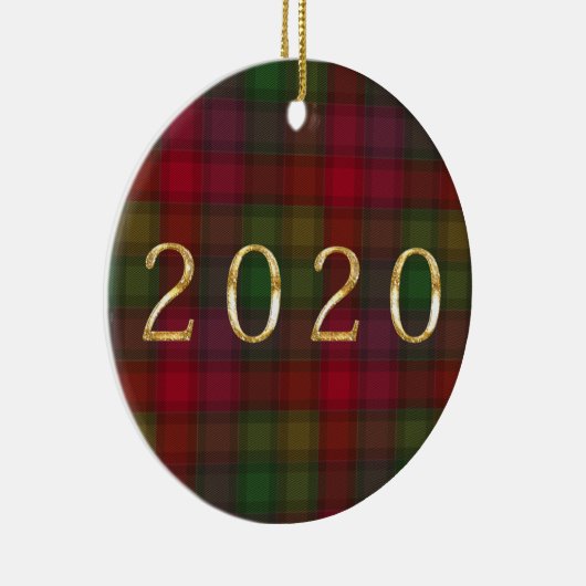 Groen en rood, tartan keramisch ornament (Rechts)