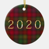 Groen en rood, tartan keramisch ornament (Voorkant)