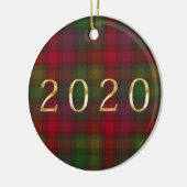 Groen en rood, tartan keramisch ornament (Links)