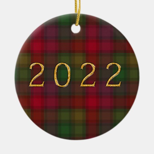 Groen en rood, tartan keramische siervoorwerpen keramisch ornament (Voorkant)