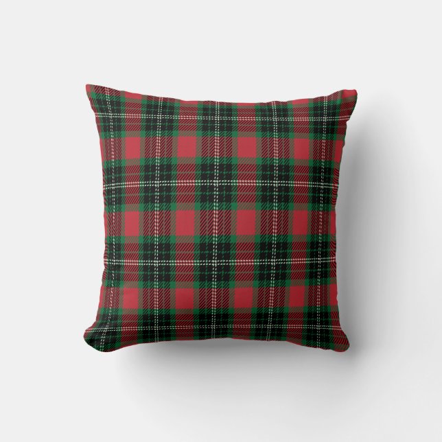Groen en rood Tartan Kussen (Voorkant)