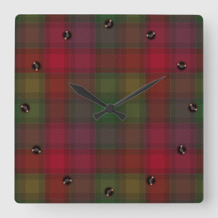 Groen en rood, tartan vierkante klok