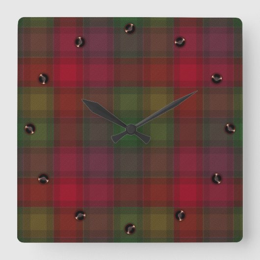 Groen en rood, tartan vierkante klok (Voorkant)
