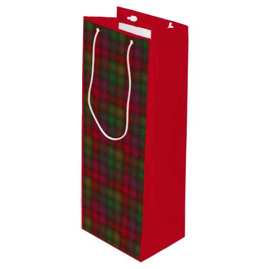 Groen en rood, tartan wijn cadeautas (Voorkant Gekanteld)