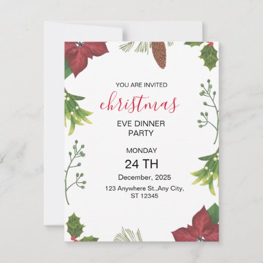 Groen en Rood Vintage Kerstmis Groen Feestdagenkaart (Voorkant)