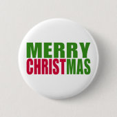 Groen en rood vrolijk kerstfeest ronde button 5,7 cm (Voorkant)