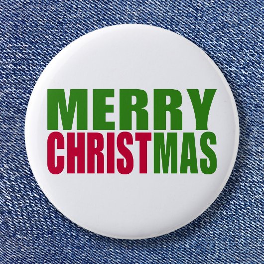 Groen en rood vrolijk kerstfeest ronde button 5,7 cm