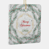 Groen en rood Wreath op Marble Nana Keramisch Ornament (Rechts)