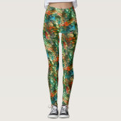 Groen en Rood Zee Monster Zeemeermin Schalen Party Leggings (Voorkant)