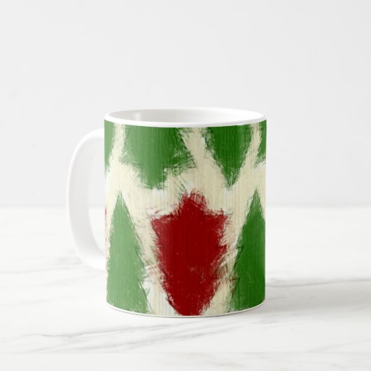 Groen en roodroodbruine kerstboom koffiemok (Voorkant links)