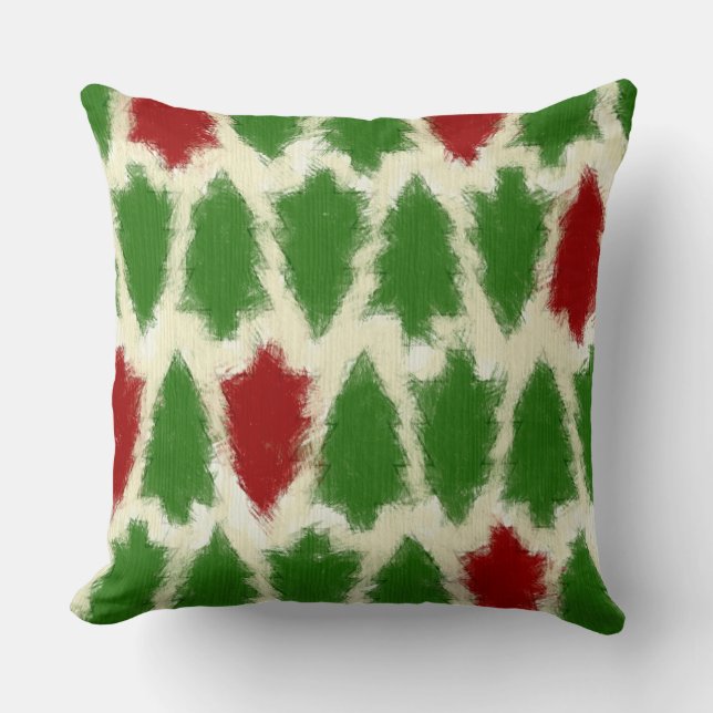 Groen en roodroodbruine kerstboom kussen (Voorkant)