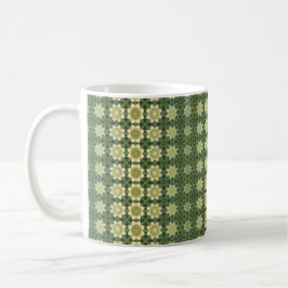 Groen en roomwit vintage bloemmotief koffiemok