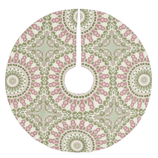 Groen en Roos Mandala  Boheems Patroon Kerstboom Rok (Voorkant)