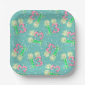 Groen en Roze 13e verjaardag Papieren Bordje (Voorkant)