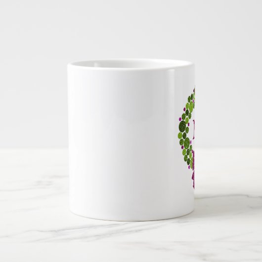 Groen en Roze aardewerk van Ornamenten Grote Koffiekop (Voorkant)