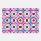 Groen en roze abstracte sterpatroon inpakpapier vel (Voorkant 2)