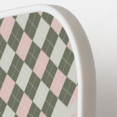 Groen en Roze Argyle Pickleball Paddle (Links Detail)