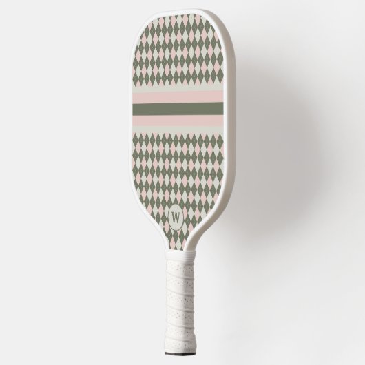 Groen en Roze Argyle Pickleball Paddle (Links)