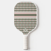 Groen en Roze Argyle Pickleball Paddle (Voorkant)