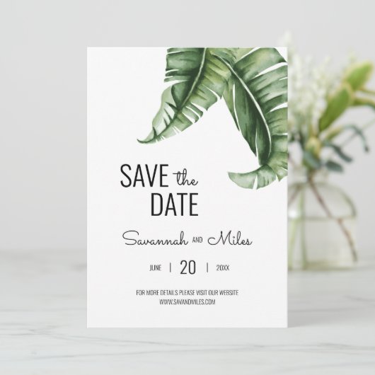 Groen en Roze Bananenblad Beverly Hills Hotel Kaart (Staand voorkant)