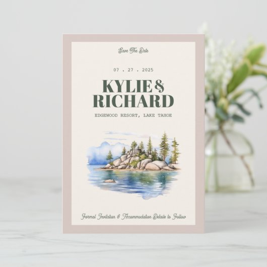 Groen en Roze Bewaar de datum Kaart (Staand voorkant)