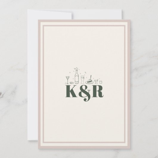 Groen en Roze Bewaar de datum Kaart (Achterkant)