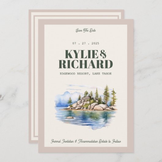 Groen en Roze Bewaar de datum Kaart (Voorkant / Achterkant)