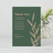 Groen en Roze Blad Dank u Kaart voor Bruiloft 1 (Staand voorkant)
