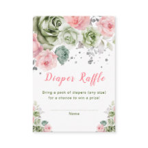Groen en Roze Bloemen Baby shower Luier Raffle
