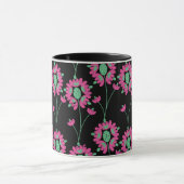 Groen en Roze Bloemen Naadloos Patroon Mok (Midden)