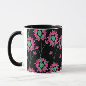 Groen en Roze Bloemen Naadloos Patroon Mok (Links)