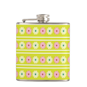Groen en roze bloemen patroon heupfles