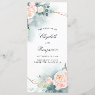 Groen en Roze Bloemen Trouwprogramma's Programmakaart