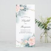 Groen en Roze Bloemen Trouwprogramma's Programmakaart (Staand voorkant)