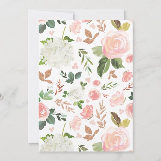 Groen en Roze Bloemen Waterverf | doop Kaart (Achterkant)