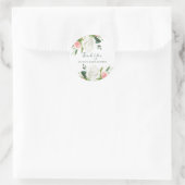 Groen en Roze Bloemige Waterverf | Dank je wel Ronde Sticker (Tas)