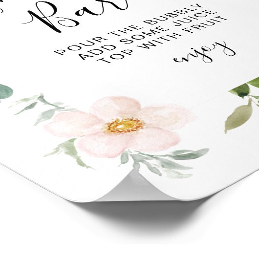 groen en roze bruidsdouche mimosa bar bord poster (Hoek)