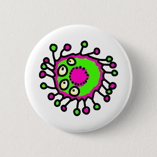 Groen en Roze Cartoon Germ Ronde Button 5,7 Cm (Voorkant)
