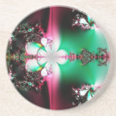 Groen en Roze collide Zandsteen Onderzetter (Voorkant)