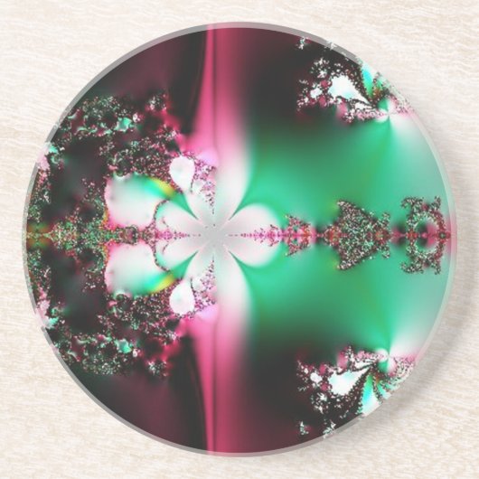 Groen en Roze collide Zandsteen Onderzetter (Voorkant)