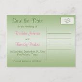 Groen en Roze Damask Save the Date Briefkaart (Achterkant)