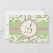 Groen en Roze Damask Wedding RSVP (Achterkant)