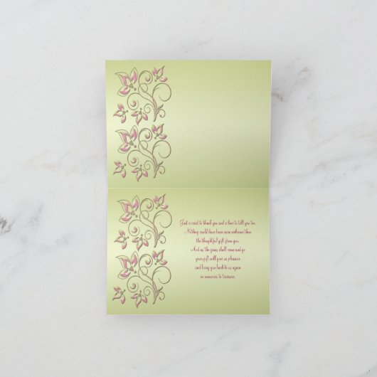 Groen en roze Dank u Nota Kaart (Binnen)