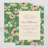  Groen en Roze Floral Eenvoudig Vrijgezellenfeest Kaart (Voorkant / Achterkant)