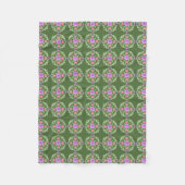 Groen en Roze Floral Fleece Blanket (Voorkant)