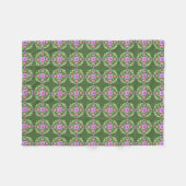 Groen en Roze Floral Fleece Blanket Deken (Voorkant (Horizontaal))
