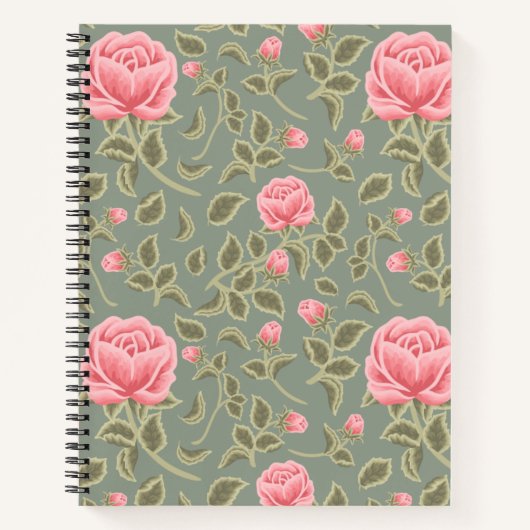 Groen en Roze Floral Notitieboek (Voorkant)